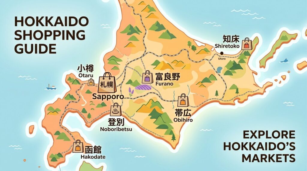 北海道観光都市のお土産スポットマップ