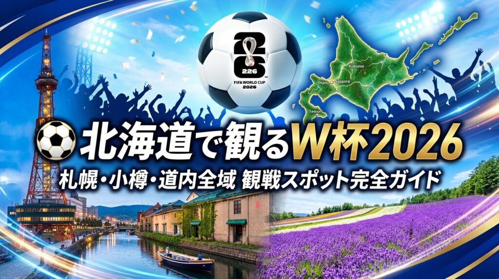 ⚽ 北海道で観るW杯2026
札幌・小樽・道内全域
観戦スポット完全ガイド